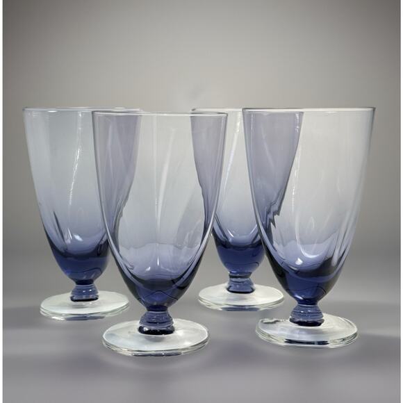 Imperial Glass Ohio SVELTE PURPLE Pinch Design Footed Tumblers Set 4 1950’s VTG - Picture 1 of 7